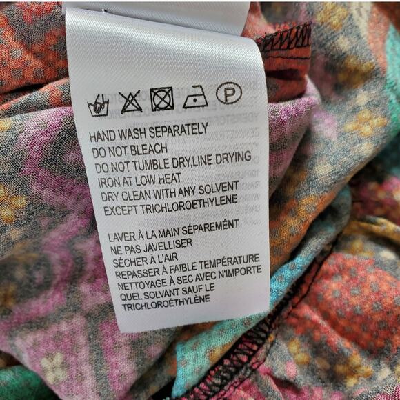 Farm Rio Yawanawa Stripes Long Sleeve Maxi Ankle Dress Red Brown Size Small New - Picture 13 of 13